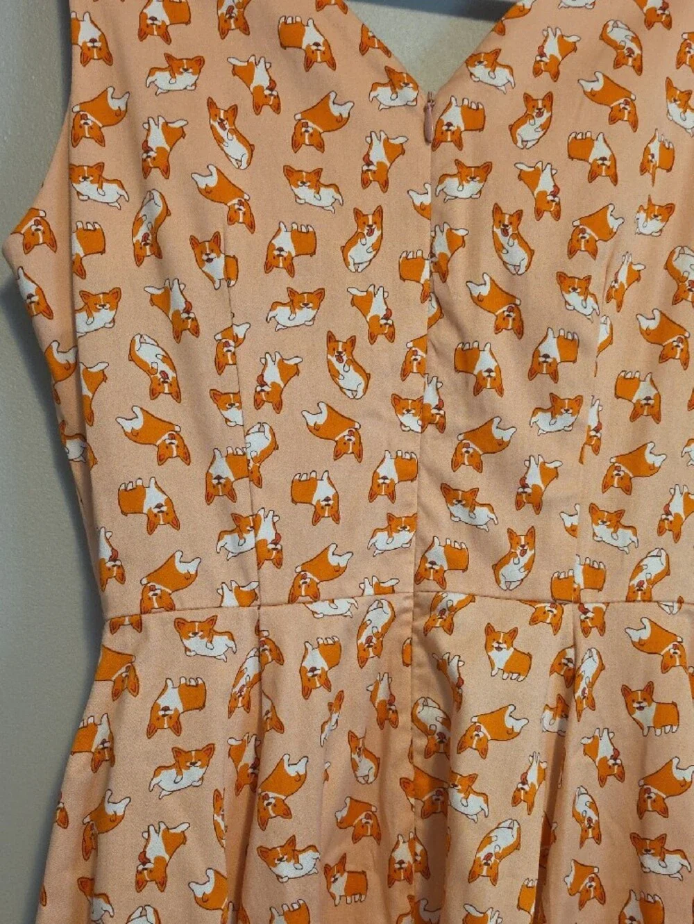 Eva Rose Sleeveless Coral Corgi Dog-Print Midi Dress Retro Pinup